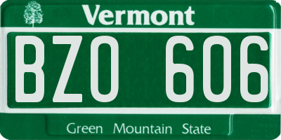 VT license plate BZO606