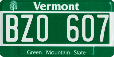 VT license plate BZO607