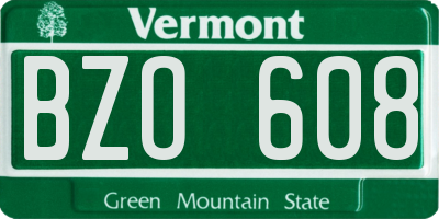 VT license plate BZO608