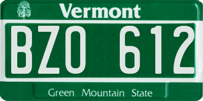 VT license plate BZO612