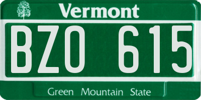 VT license plate BZO615