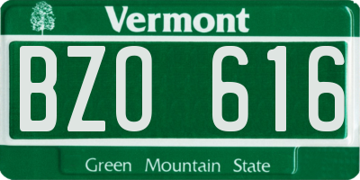 VT license plate BZO616