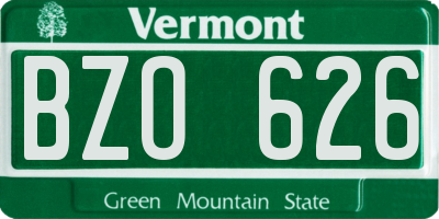 VT license plate BZO626