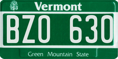 VT license plate BZO630