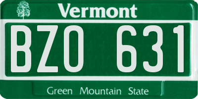VT license plate BZO631