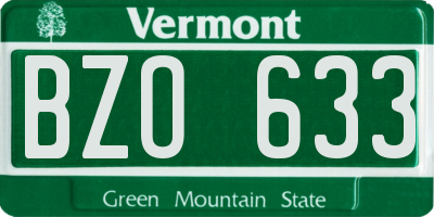 VT license plate BZO633