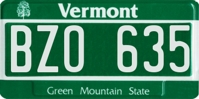 VT license plate BZO635