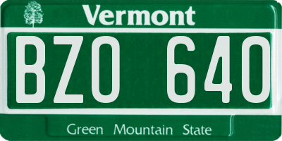 VT license plate BZO640