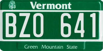 VT license plate BZO641