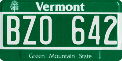 VT license plate BZO642