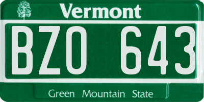 VT license plate BZO643