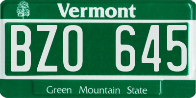 VT license plate BZO645