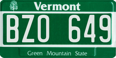 VT license plate BZO649