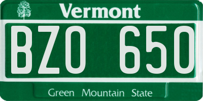 VT license plate BZO650