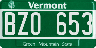 VT license plate BZO653