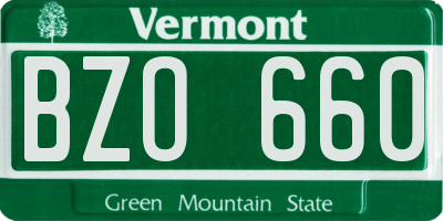 VT license plate BZO660