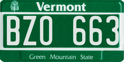 VT license plate BZO663