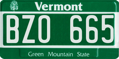VT license plate BZO665