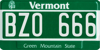 VT license plate BZO666