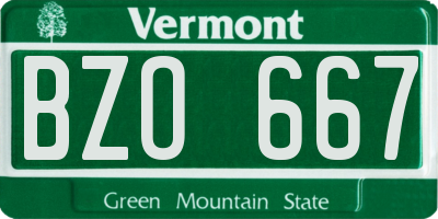 VT license plate BZO667
