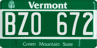 VT license plate BZO672