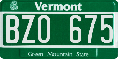 VT license plate BZO675
