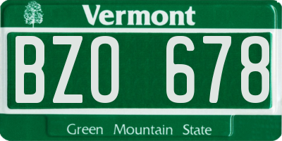 VT license plate BZO678