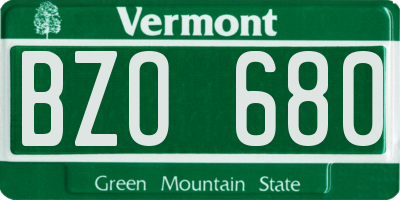 VT license plate BZO680