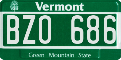VT license plate BZO686