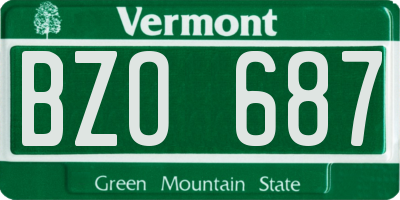 VT license plate BZO687
