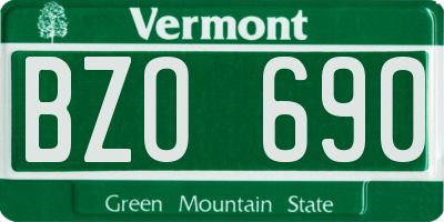 VT license plate BZO690
