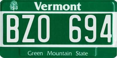 VT license plate BZO694
