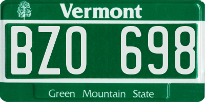 VT license plate BZO698