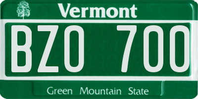 VT license plate BZO700