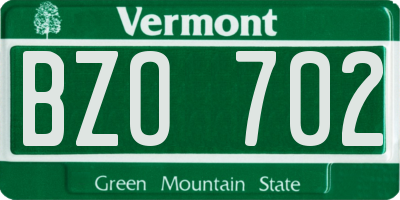 VT license plate BZO702
