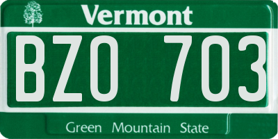 VT license plate BZO703