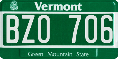 VT license plate BZO706