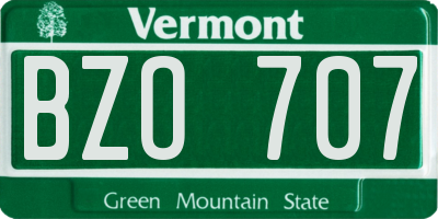 VT license plate BZO707
