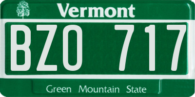 VT license plate BZO717
