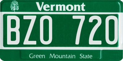 VT license plate BZO720