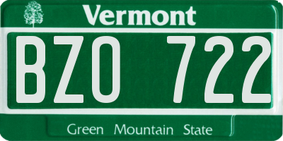 VT license plate BZO722