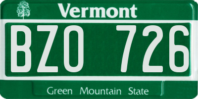 VT license plate BZO726