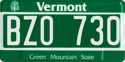 VT license plate BZO730