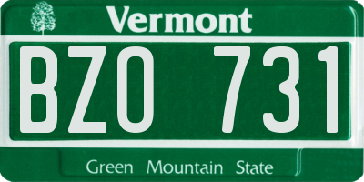 VT license plate BZO731