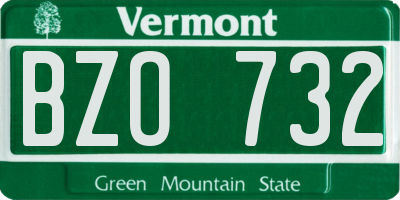 VT license plate BZO732