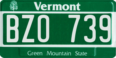 VT license plate BZO739
