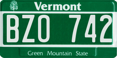 VT license plate BZO742