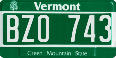 VT license plate BZO743