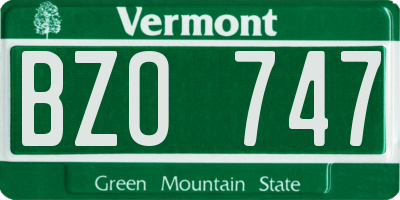 VT license plate BZO747