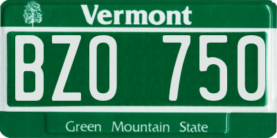 VT license plate BZO750
